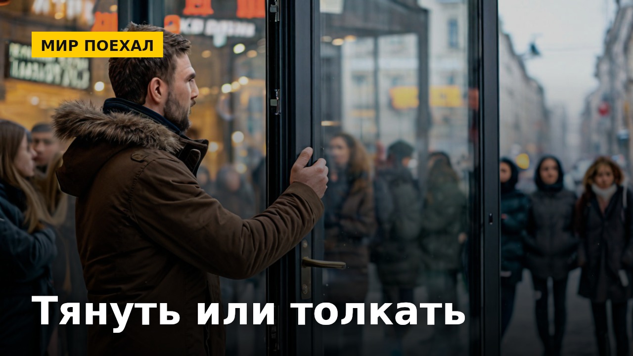 Дверь с надписью «от себя» тянут на себя